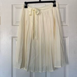 Modcloth Cream Pleated Midi Skirt